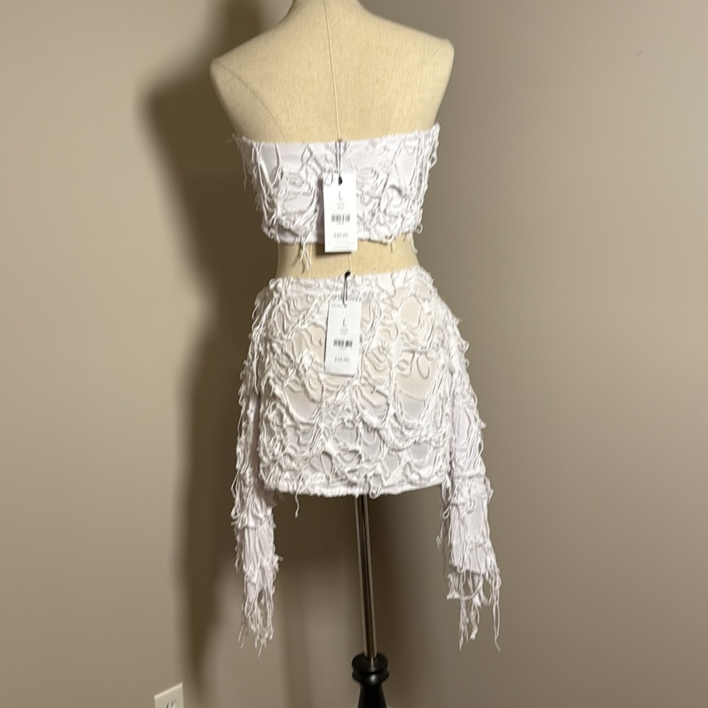 AKIRA White Distressed Tube Top & Skirt - Picture 3 of 8